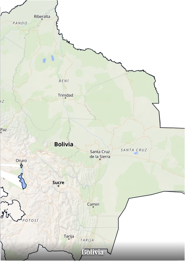 Bolivia map poster — the country's outline filled with a real map