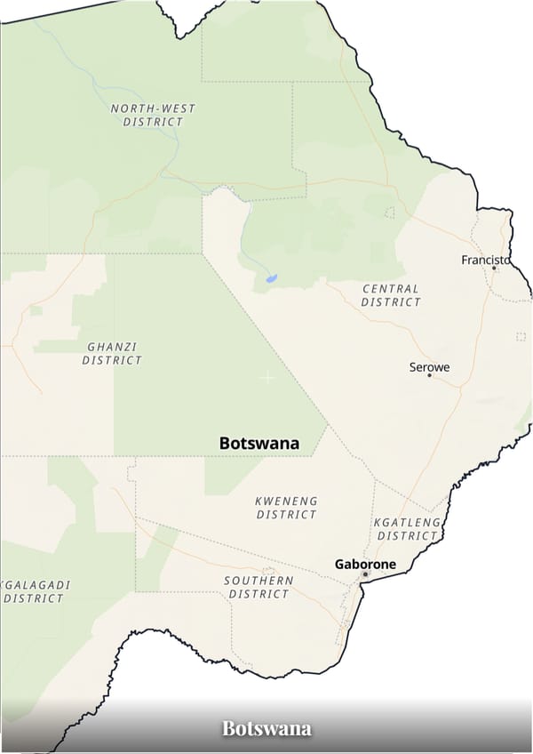Botswana map poster — the country's outline filled with a real map