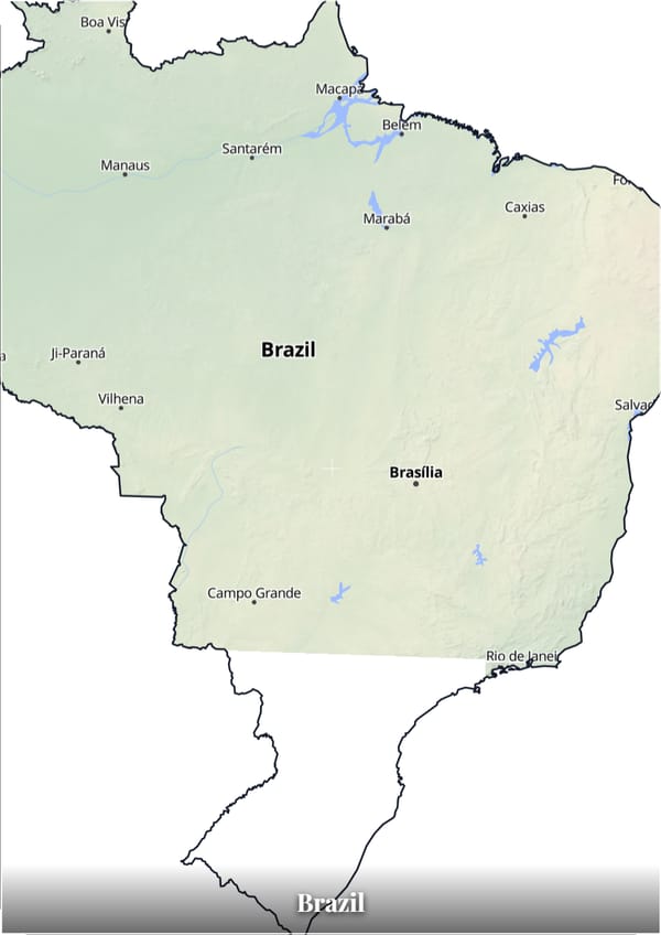 Brazil map poster — the country's outline filled with a real map