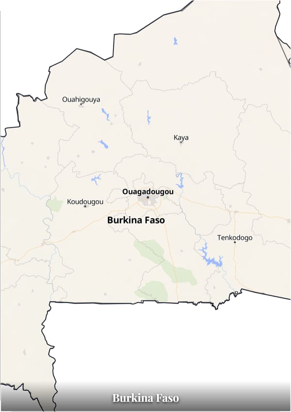 Burkina Faso map poster — the country's outline filled with a real map