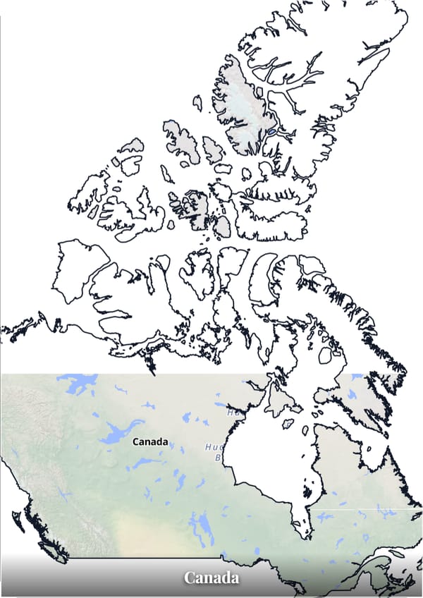 Canada map poster — the country's outline filled with a real map