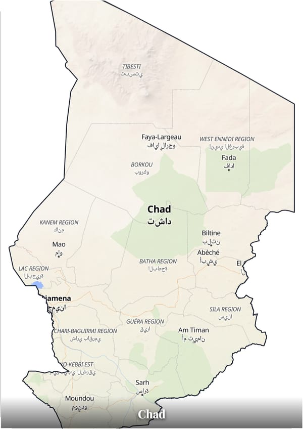 Chad map poster — the country's outline filled with a real map