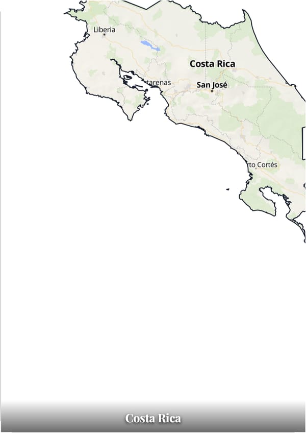 Costa Rica map poster — the country's outline filled with a real map
