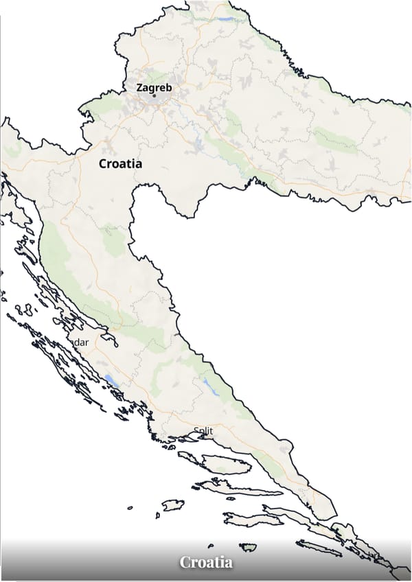 Croatia map poster — the country's outline filled with a real map