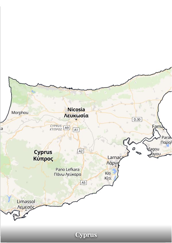 Cyprus map poster — the country's outline filled with a real map