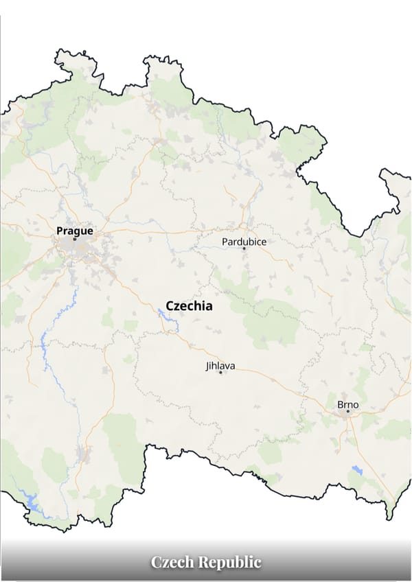 Czech Republic map poster — the country's outline filled with a real map