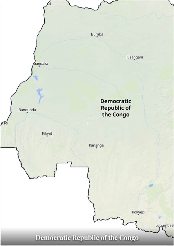 Democratic Republic of the Congo map poster — the country's outline filled with a real map