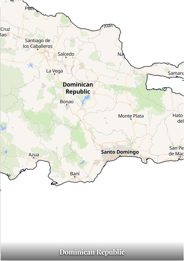 Dominican Republic map poster — the country's outline filled with a real map