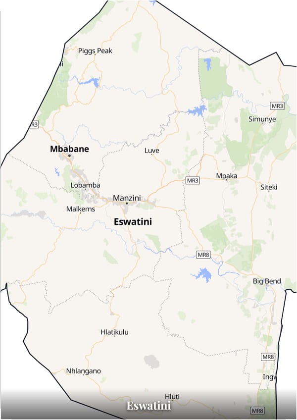 Eswatini map poster — the country's outline filled with a real map