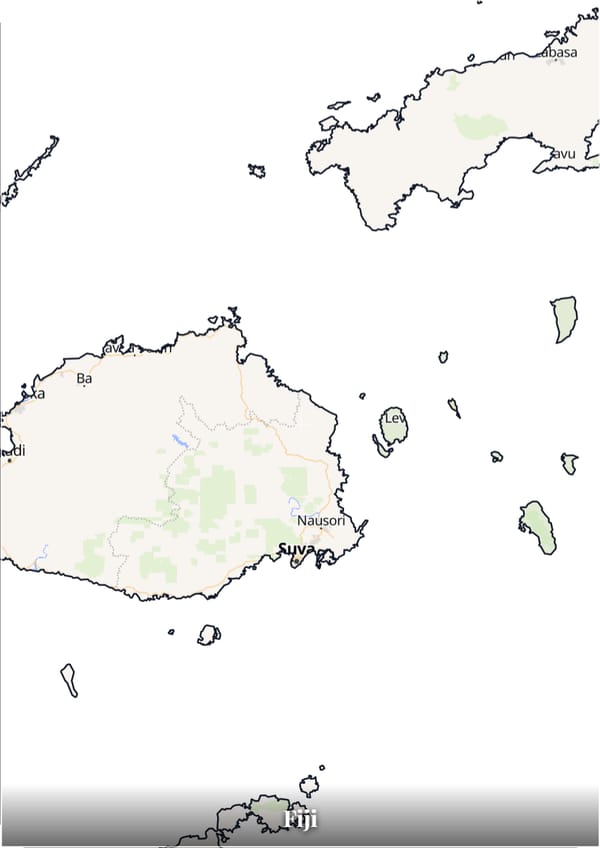 Fiji map poster — the country's outline filled with a real map