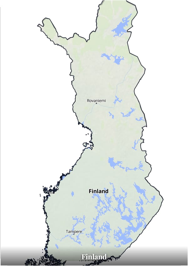 Finland map poster — the country's outline filled with a real map