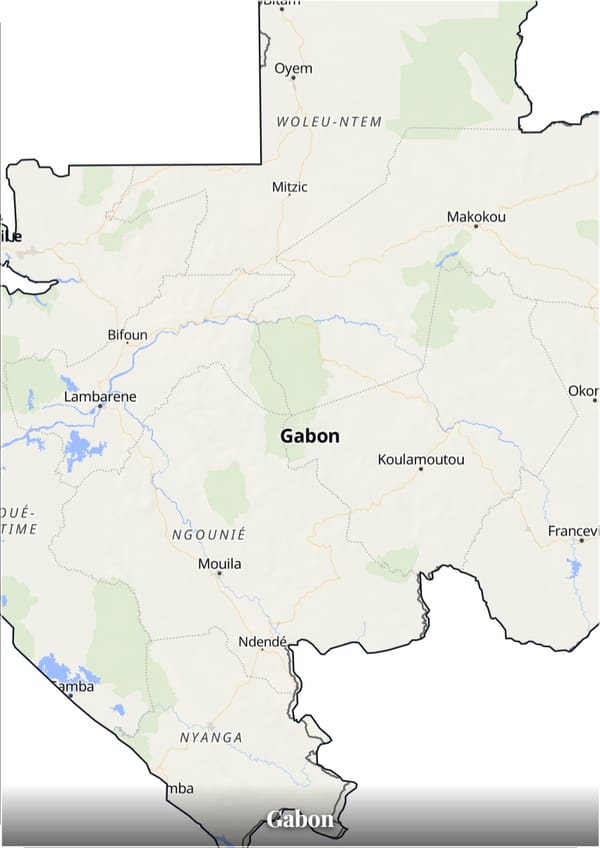 Gabon map poster — the country's outline filled with a real map