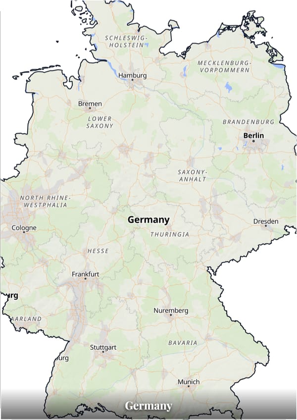 Germany map poster — the country's outline filled with a real map