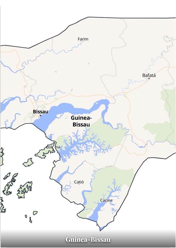 Guinea-Bissau map poster — the country's outline filled with a real map
