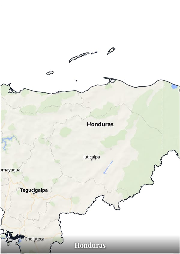 Honduras map poster — the country's outline filled with a real map