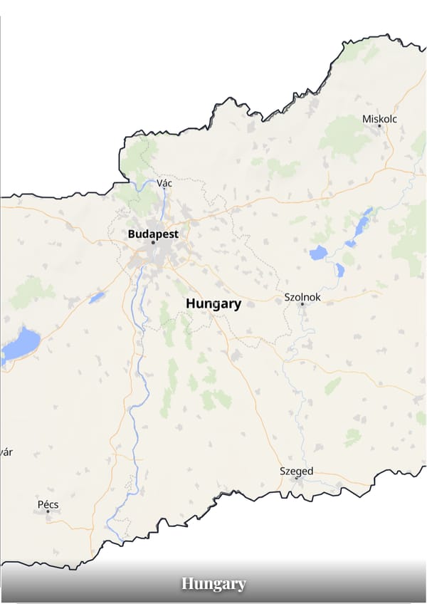Hungary map poster — the country's outline filled with a real map