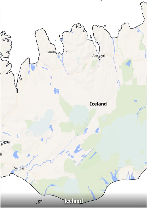 Iceland map poster — the country's outline filled with a real map