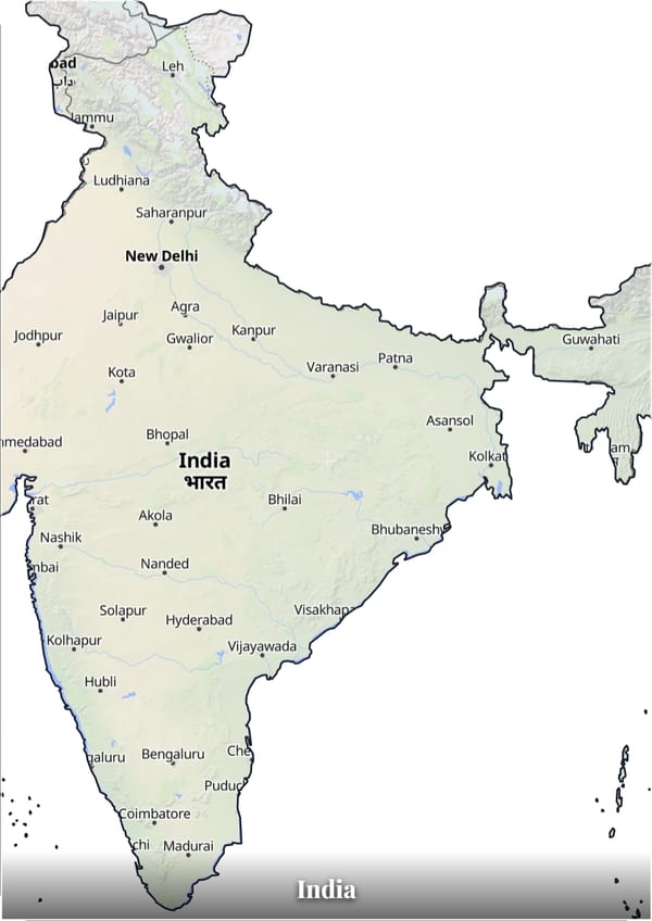 India map poster — the country's outline filled with a real map