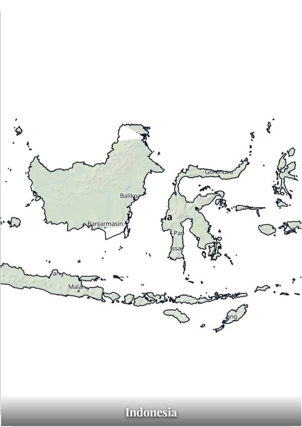 Indonesia map poster — the country's outline filled with a real map