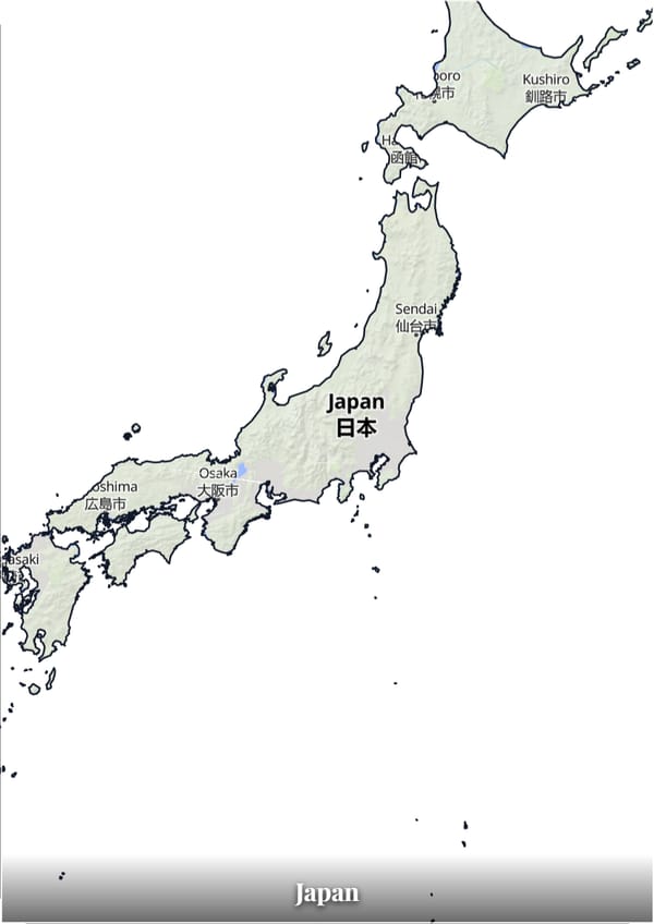 Japan map poster — the country's outline filled with a real map
