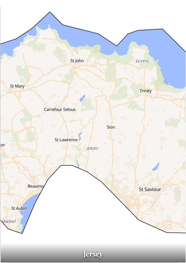 Jersey map poster — the country's outline filled with a real map