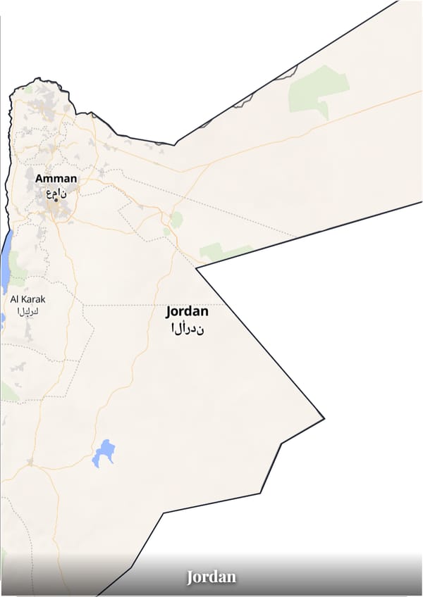 Jordan map poster — the country's outline filled with a real map