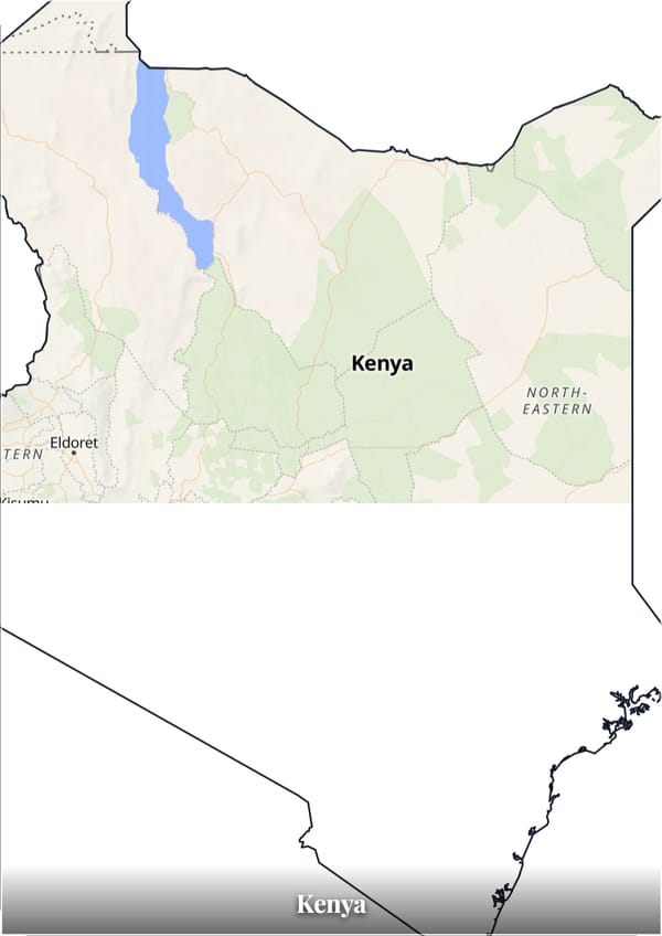 Kenya map poster — the country's outline filled with a real map