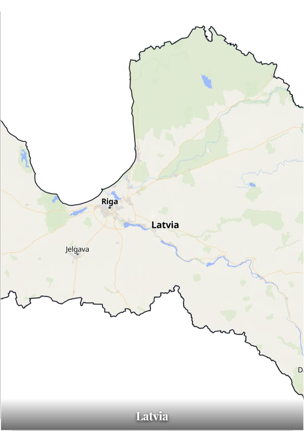 Latvia map poster — the country's outline filled with a real map