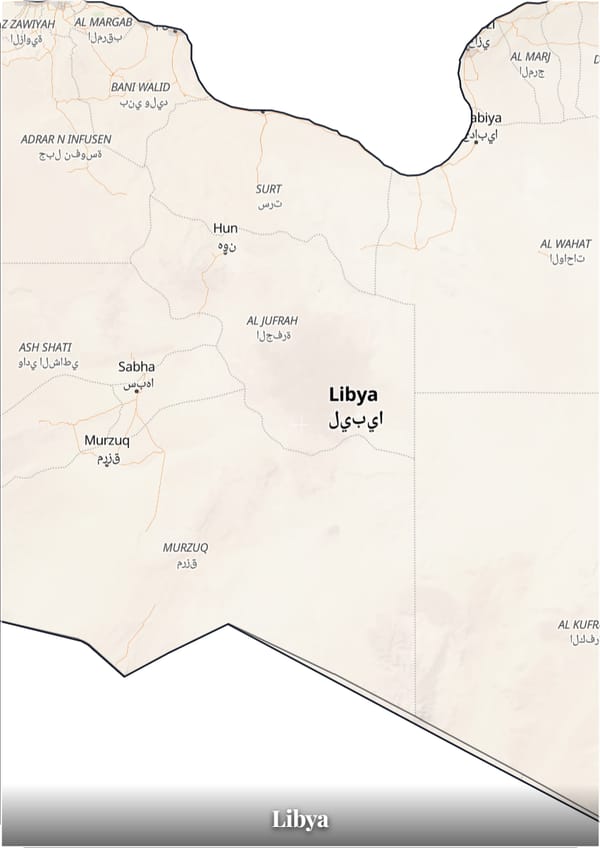 Libya map poster — the country's outline filled with a real map