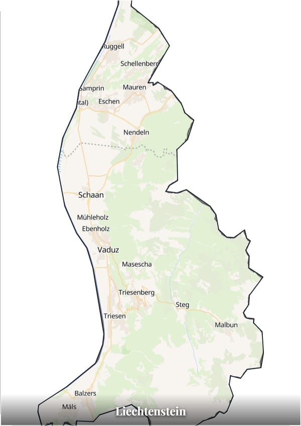 Liechtenstein map poster — the country's outline filled with a real map