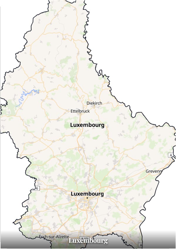 Luxembourg map poster — the country's outline filled with a real map