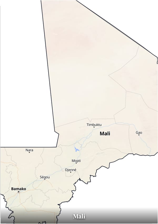 Mali map poster — the country's outline filled with a real map