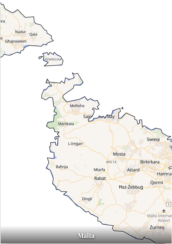 Malta map poster — the country's outline filled with a real map