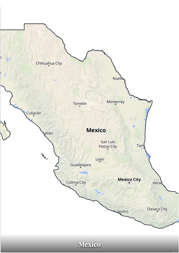 Mexico map poster — the country's outline filled with a real map