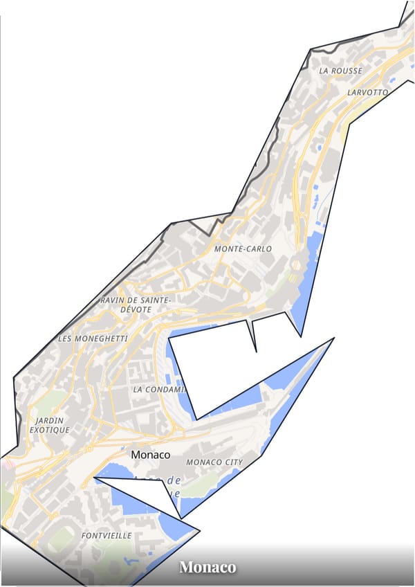 Monaco map poster — the country's outline filled with a real map
