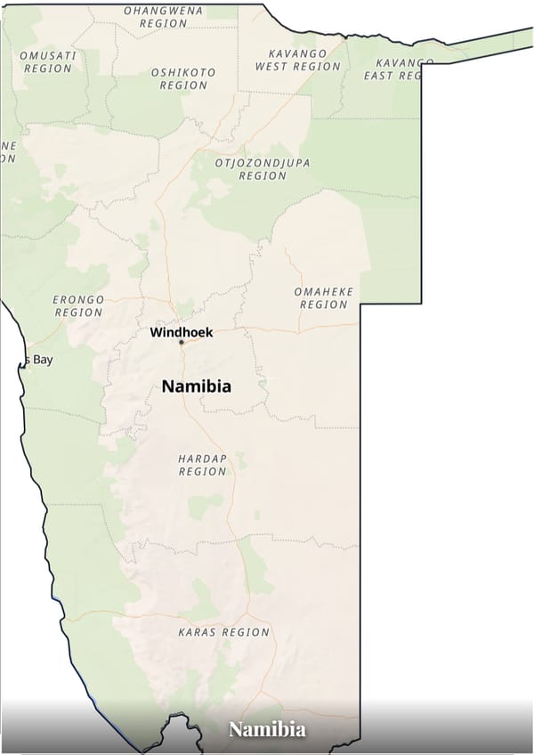 Namibia map poster — the country's outline filled with a real map