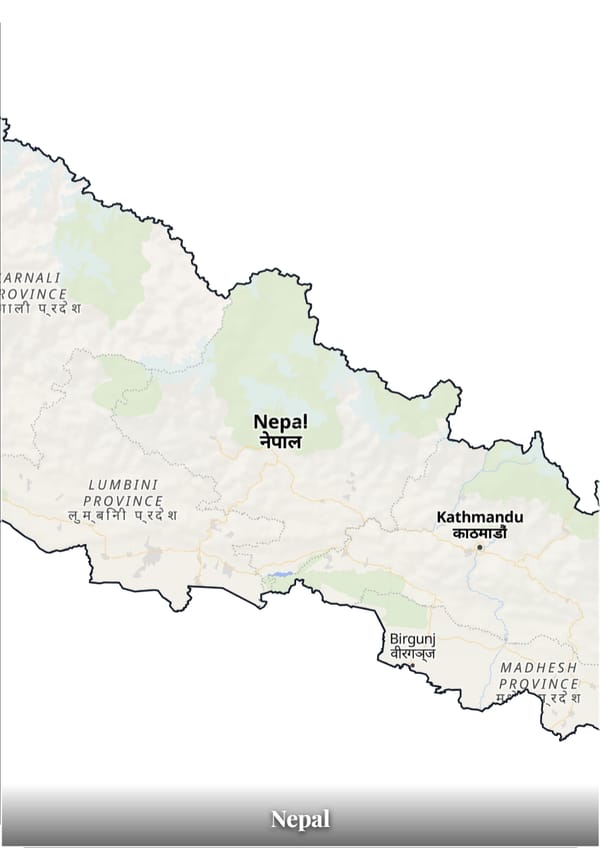 Nepal map poster — the country's outline filled with a real map