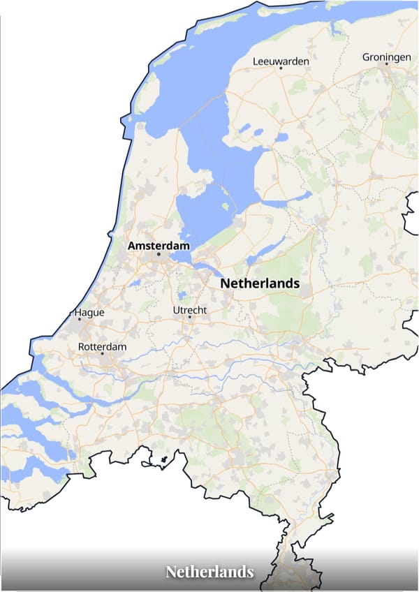 Netherlands map poster — the country's outline filled with a real map