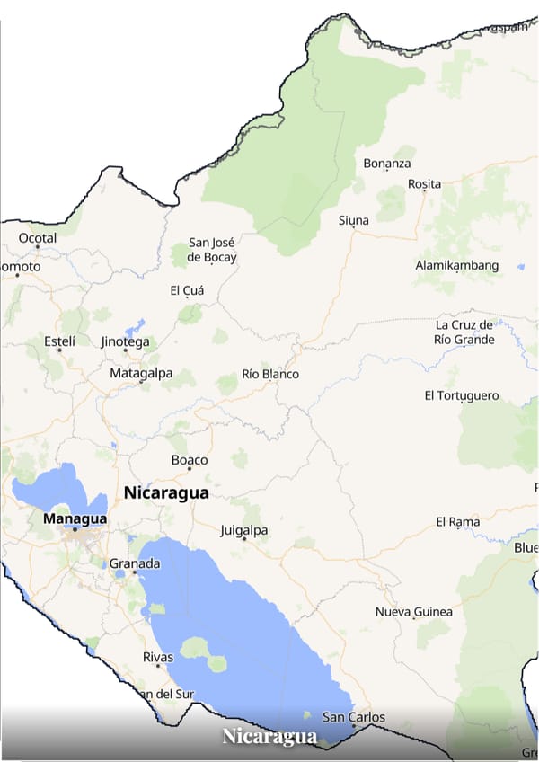 Nicaragua map poster — the country's outline filled with a real map