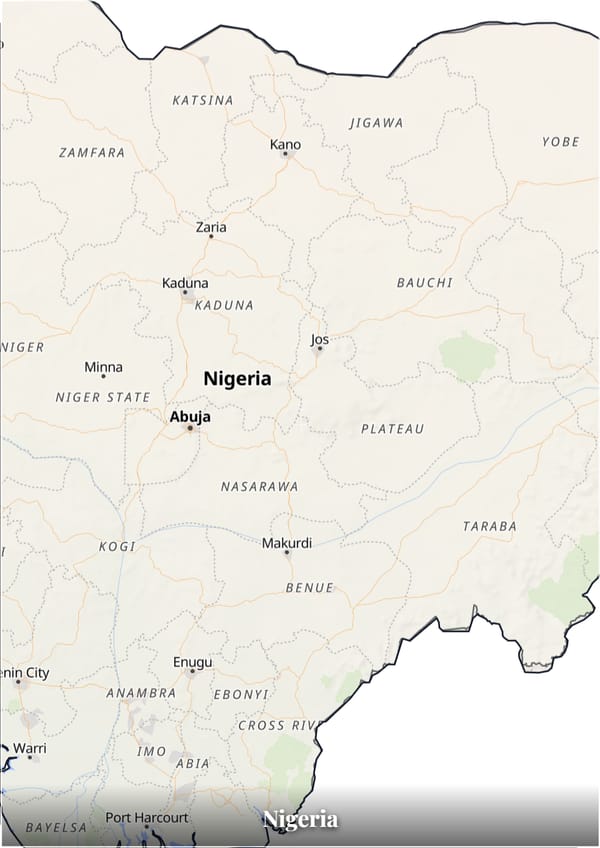 Nigeria map poster — the country's outline filled with a real map
