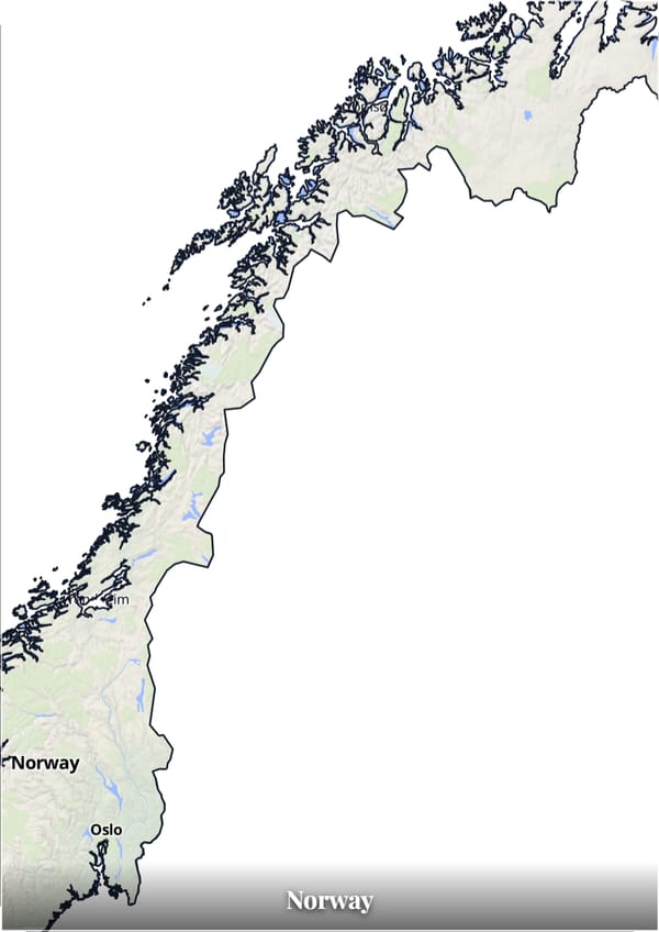 Norway map poster — the country's outline filled with a real map