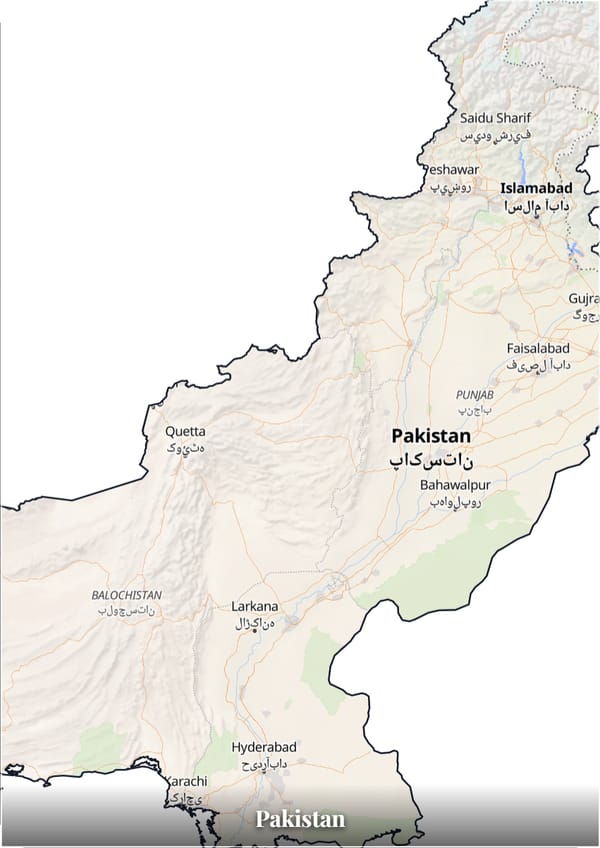 Pakistan map poster — the country's outline filled with a real map