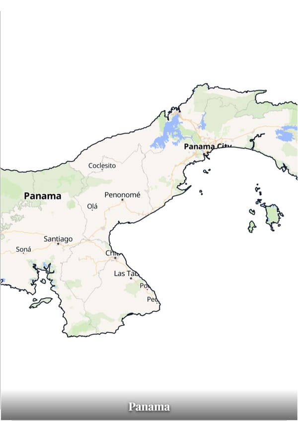 Panama map poster — the country's outline filled with a real map