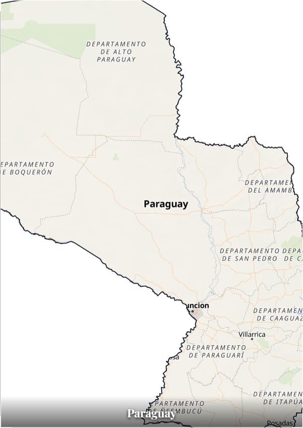 Paraguay map poster — the country's outline filled with a real map