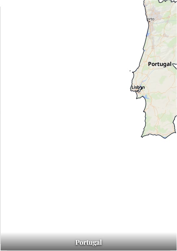 Portugal map poster — the country's outline filled with a real map