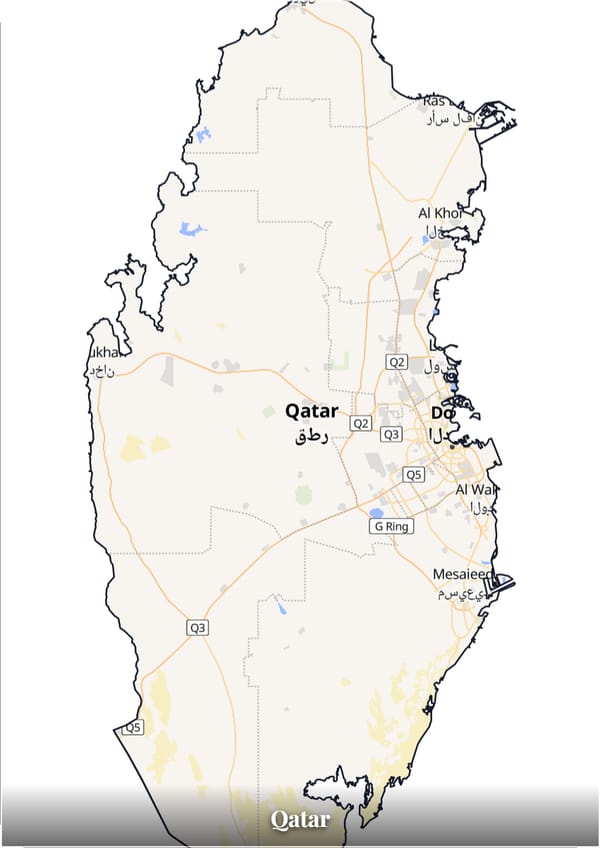 Qatar map poster — the country's outline filled with a real map