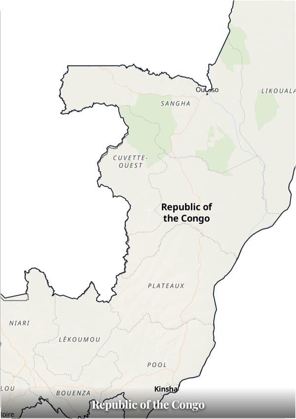 Republic of the Congo map poster — the country's outline filled with a real map