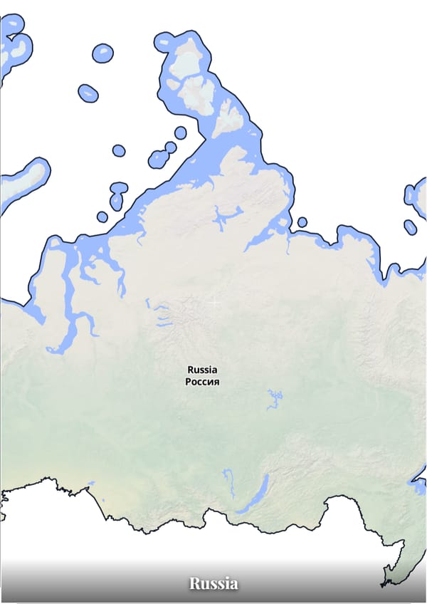 Russia map poster — the country's outline filled with a real map