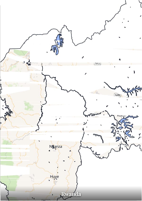 Rwanda map poster — the country's outline filled with a real map