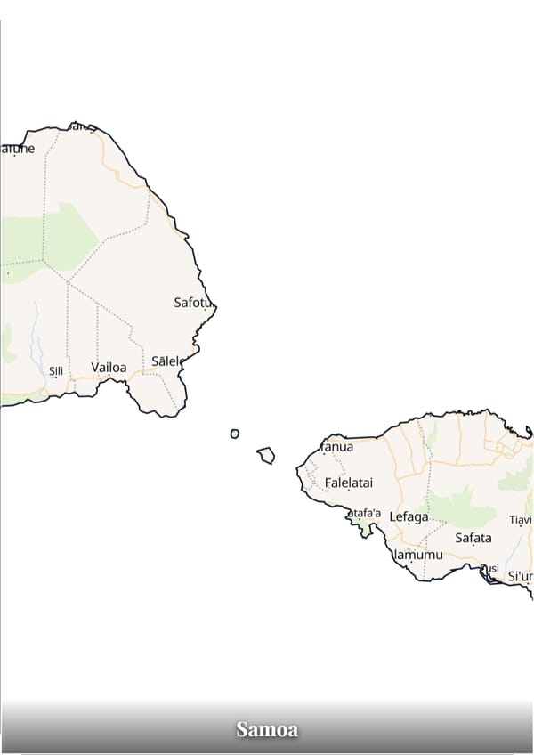 Samoa map poster — the country's outline filled with a real map